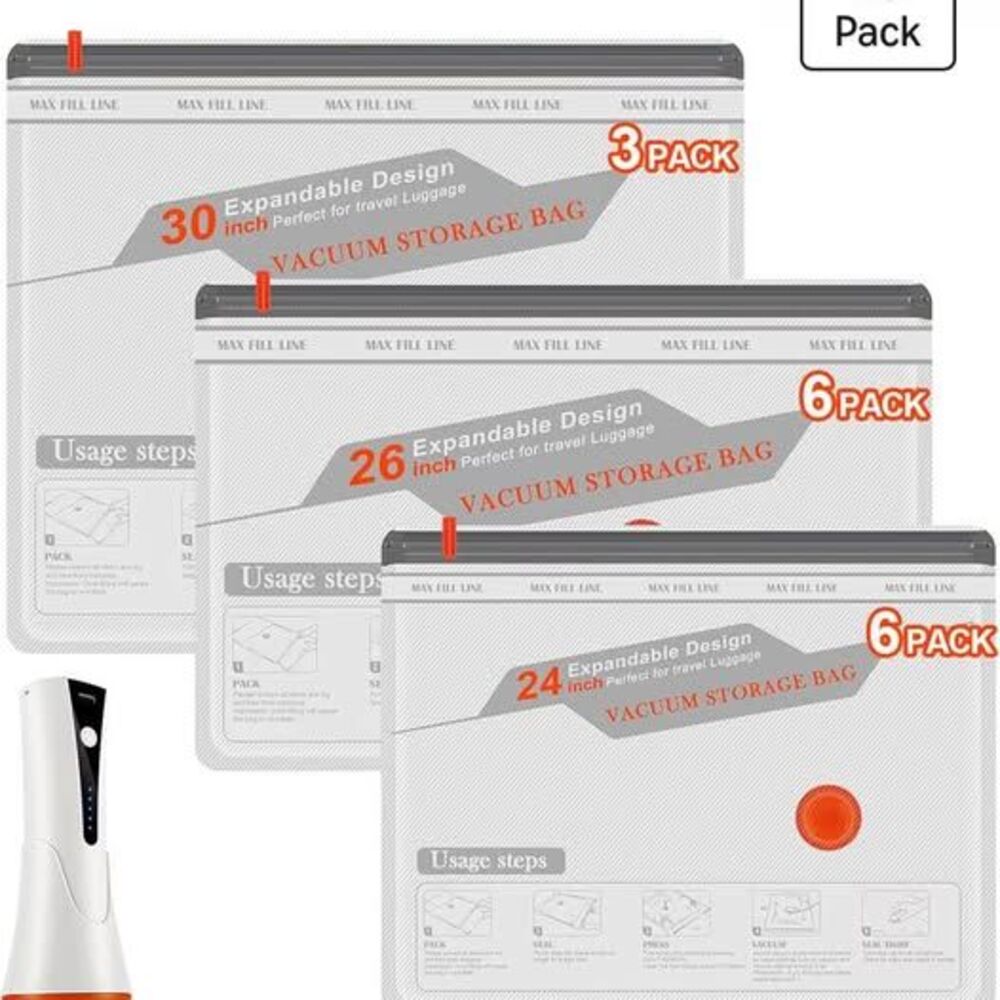Travel Vacuum Bags with Pump - 15 Pack Space Saver Bag for Travel & Home